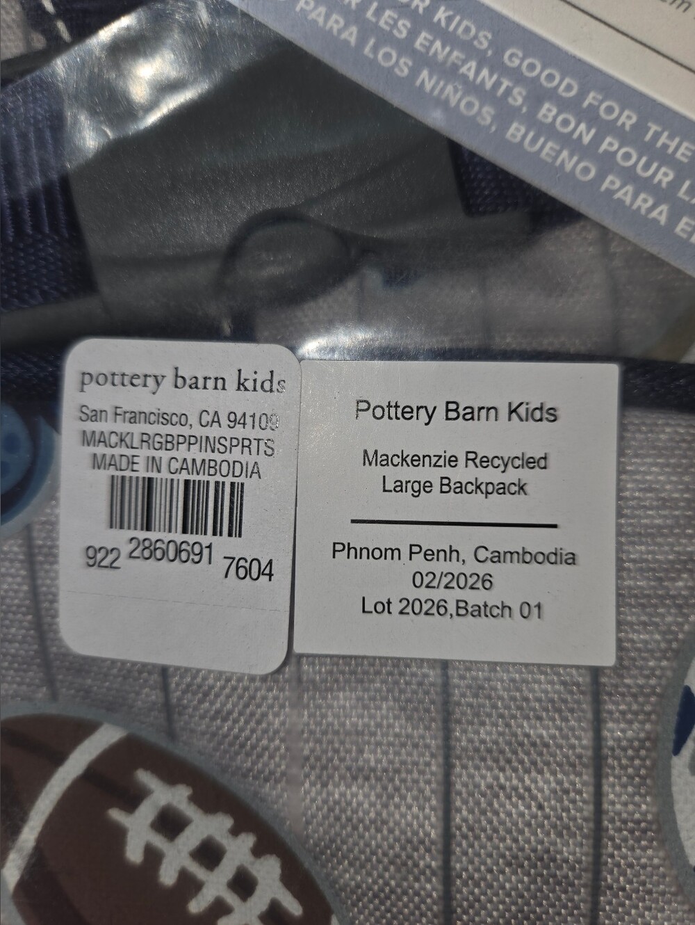 **SALE**Pottery Barn Kids Mackenzie Large Backpack Sports Glow In Dark School - Picture 6 of 10